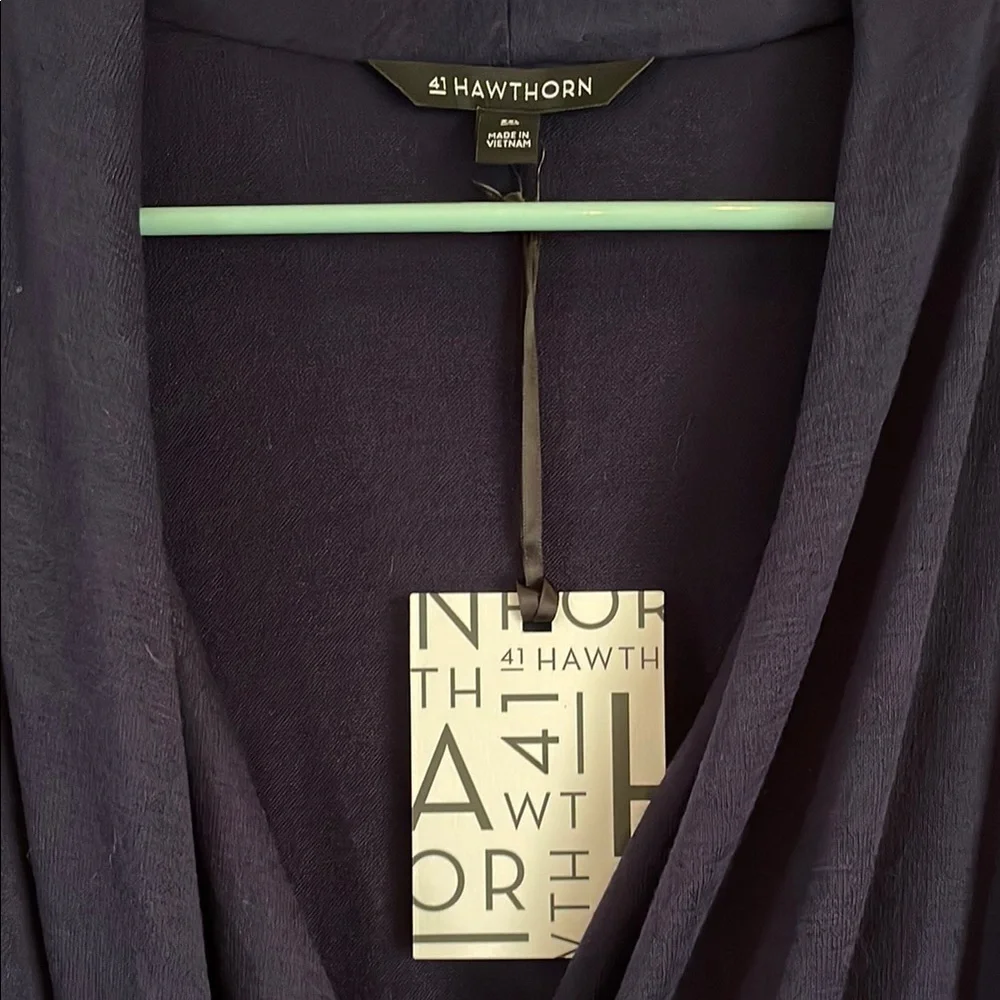 41 Hawthorn Navy Wrap Ruched Knit Blouse - Picture 4 of 4